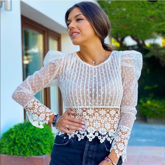 Zara Tops - ZARA DOTTED MESH TOP